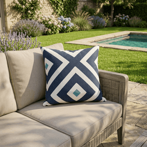 Navy Geometric Scatter Cushion