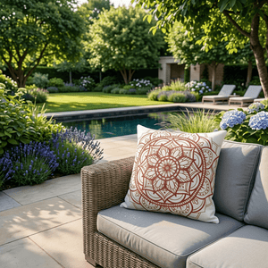 White/Terra Pattern Mandela Scatter Cushion