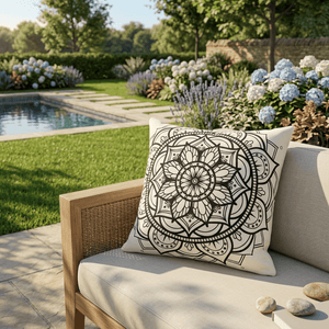 White/Charcoal Pattern Mandela Scatter Cushion
