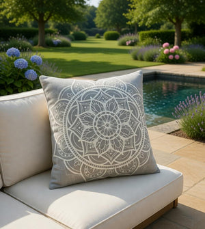 Grey/White Pattern Mandela Scatter Cushion