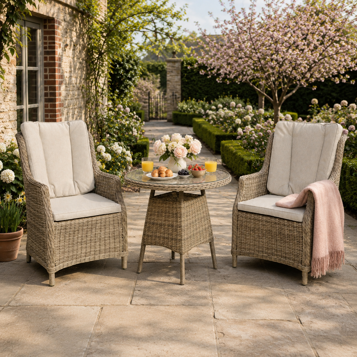 Alivar Driftwood 2 Seat Wingback Dining Bistro Set with Table
