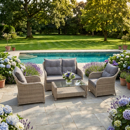 Varoon 2-Seater Wingback Sofa Set, 2 Wingback Armchairs & Coffee Table