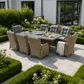 Trueas 8 Chair Reclining Wingback Dining Set