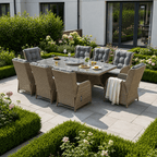 Trueas 8 Chair Reclining Wingback Dining Set