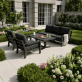 Langous 3-Seater Sofa Set with 2 Armchairs & Piston Height Adjustable Table