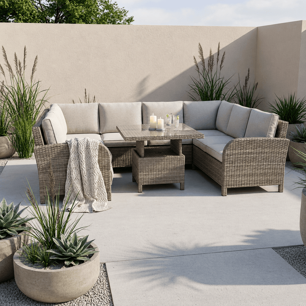 Savana U Corner Sofa Set with Height Adjustable Table