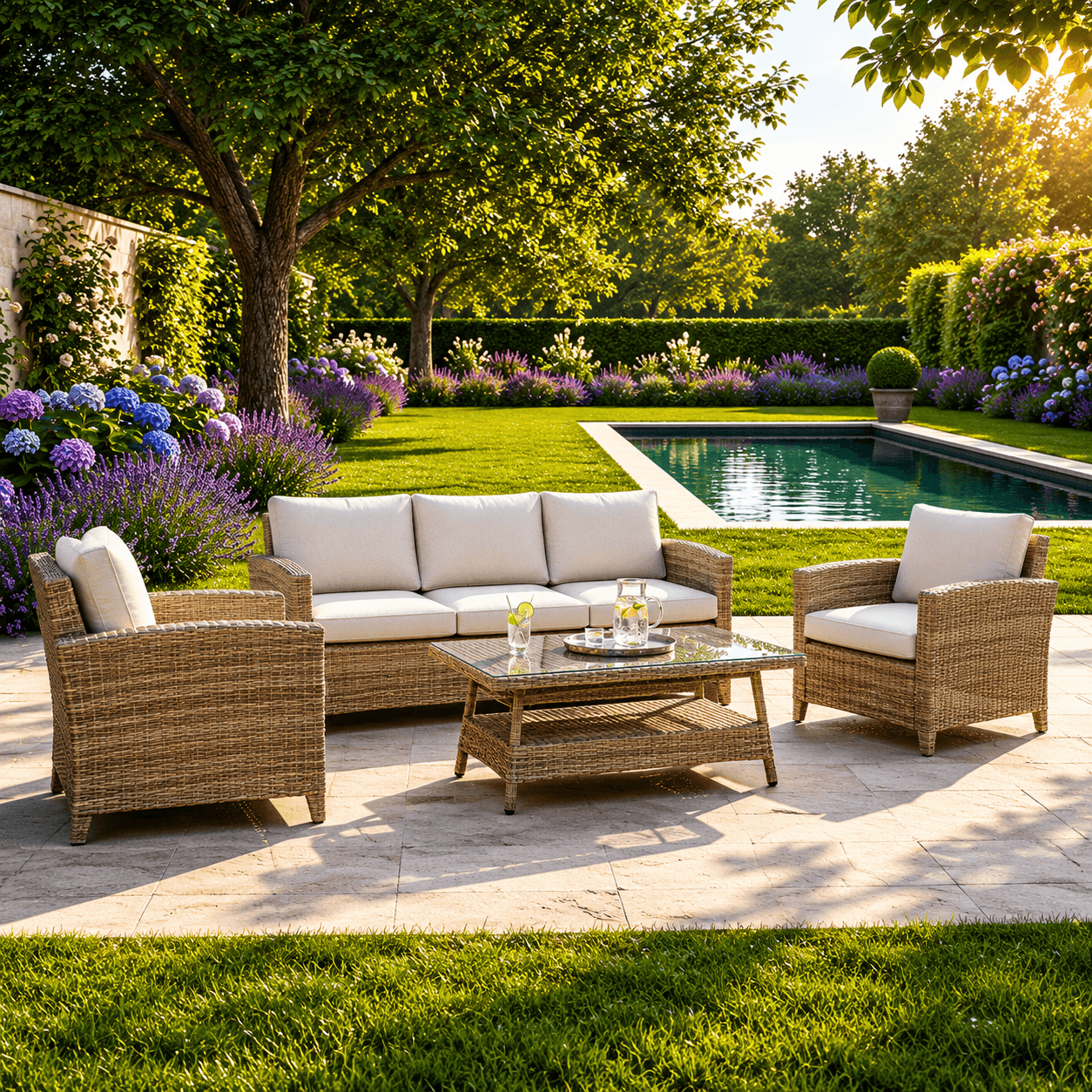 Balancia 3-Seater Sofa Set with 2 Armchairs & Coffee Table