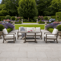 Langous 3-Seater Sofa Set with 2 Armchairs & Piston Height Adjustable Table