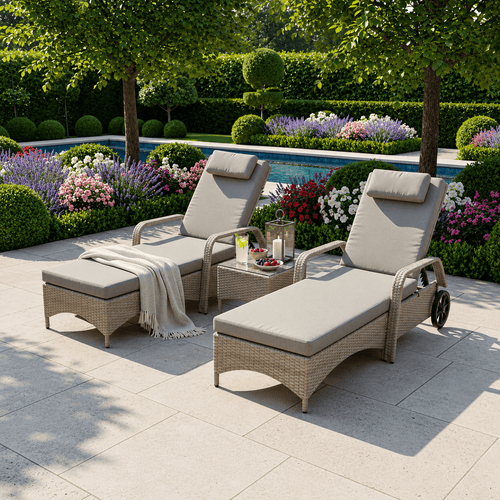 Trueas Sunlounger Set with Side Table