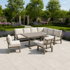 Langous L Corner Sofa Set with 2 Stools, Piston Height Adjustable Table