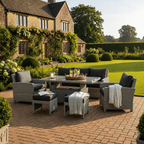 Balma 3-Seater Sofa Set with 2 Armchairs, 2 Stools & Height Adjustable Table