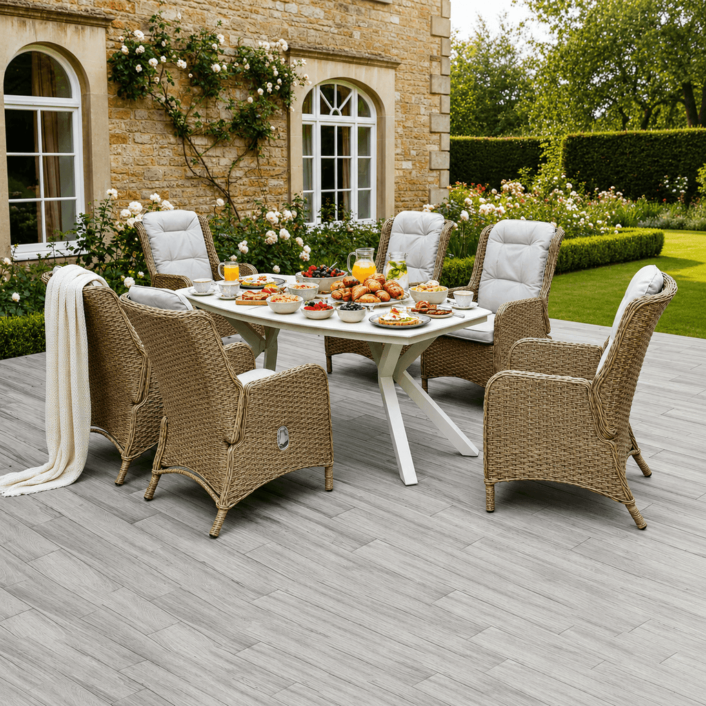 Larca 6 Chair Reclining Wingback Dining Set