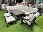 Longton L Corner Sofa Set with Armchair & 2 Stools, Height Adjustable Table