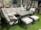 Longton L Corner Sofa Set with Armchair & 2 Stools, Height Adjustable Table