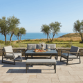 Versice 3-Seater Sofa Set with 2 Armchairs, Bench & X-Leg Dining Table