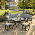 Versice Square Corner Set with 2 Stools & X-leg Dining Table