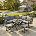 Versice Square Corner Set with 2 Stools & X-leg Dining Table