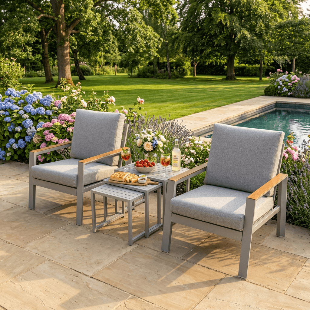 Marell 2 Chair Lounge Bistro Set with Side Table