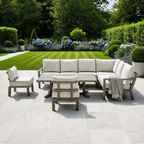 Langous L Corner Sofa Set with 2 Stools, Piston Height Adjustable Table