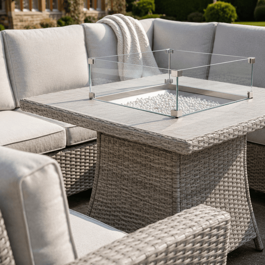 Balancia Square Corner Sofa Set with Firepit Table