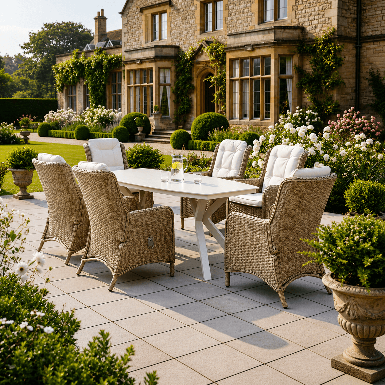 Larca 6 Chair Reclining Wingback Dining Set
