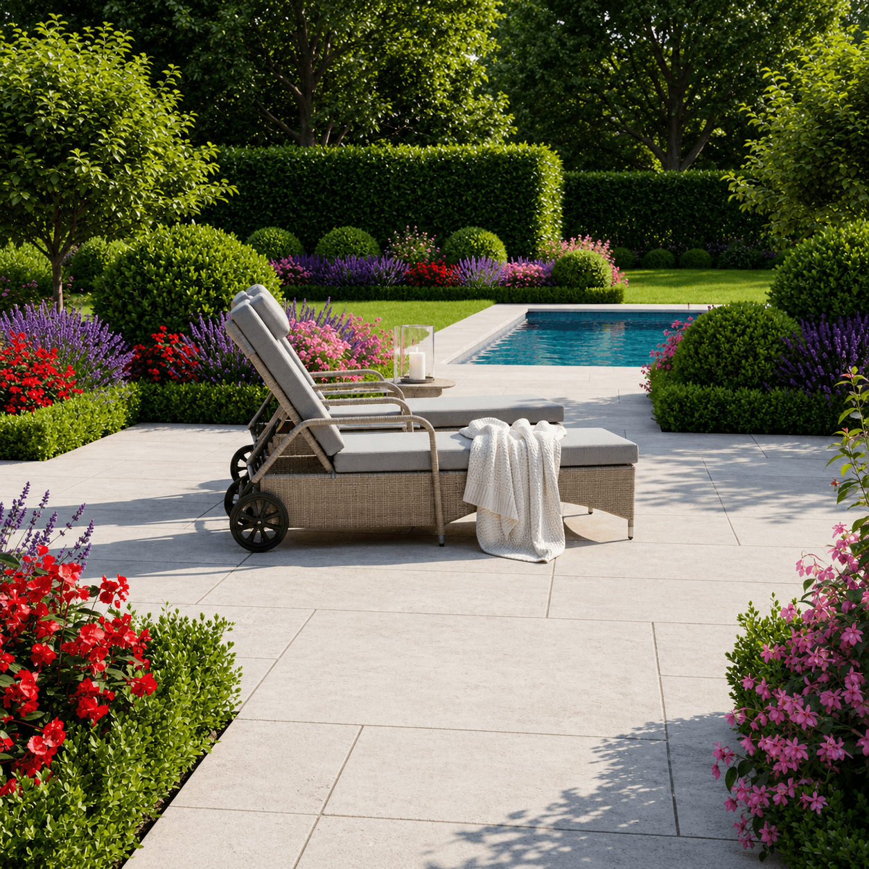 Trueas Sunlounger Set with Side Table