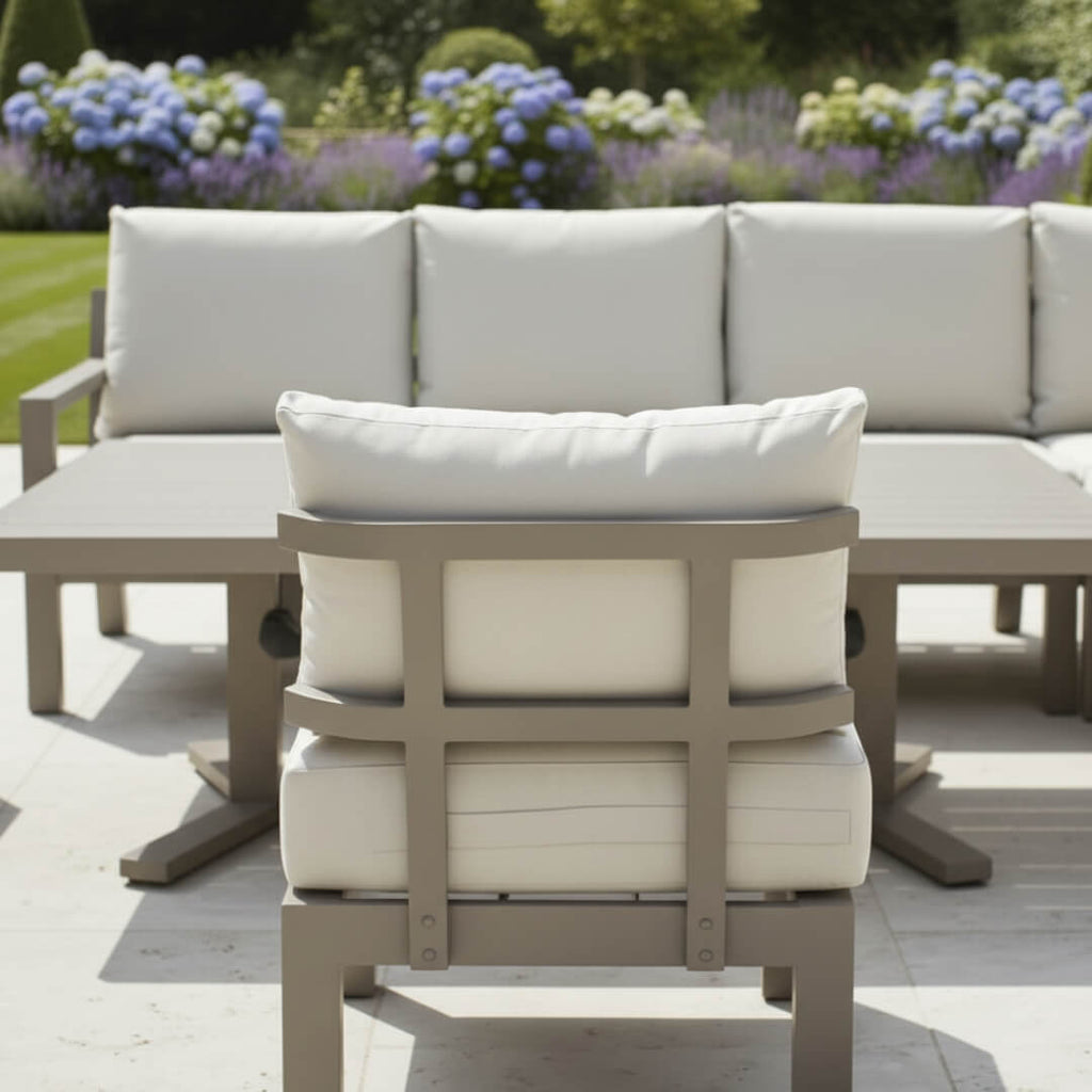 Langous L Corner Sofa Set with 2 Stools, Piston Height Adjustable Table