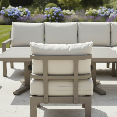 Langous L Corner Sofa Set with 2 Stools, Piston Height Adjustable Table