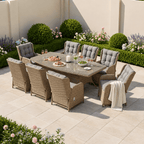 Trueas 8 Chair Reclining Wingback Dining Set