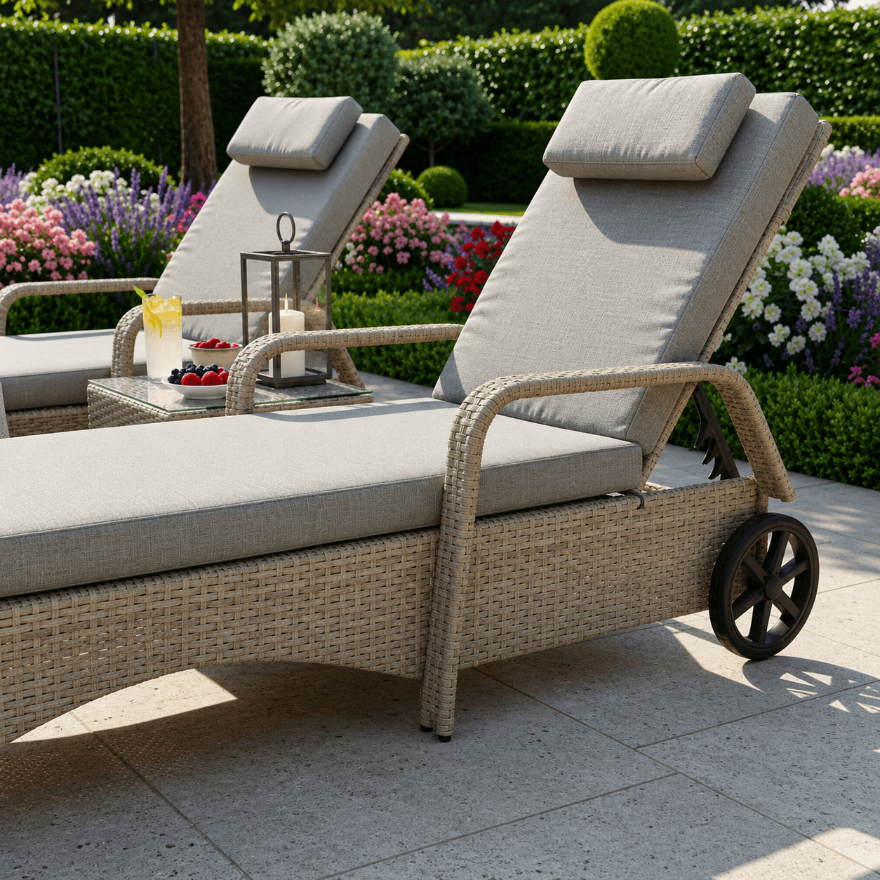 Trueas Sunlounger Set with Side Table