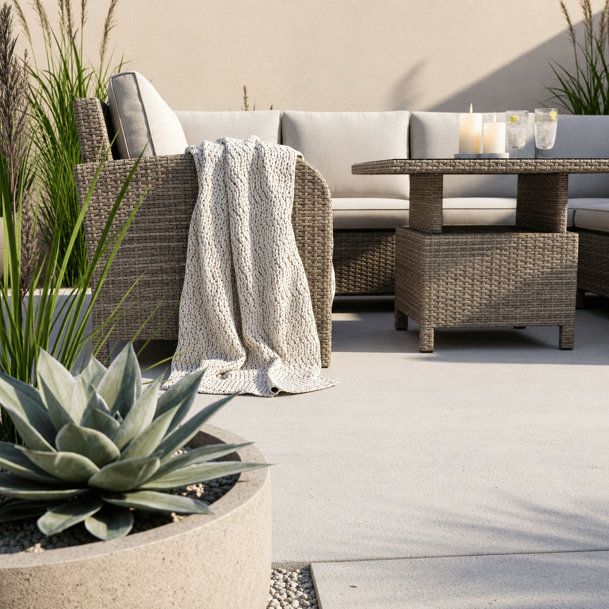 Savana U Corner Sofa Set with Height Adjustable Table