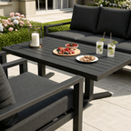 Langous 3-Seater Sofa Set with 2 Armchairs & Piston Height Adjustable Table