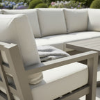 Langous L Corner Sofa Set with 2 Stools, Piston Height Adjustable Table