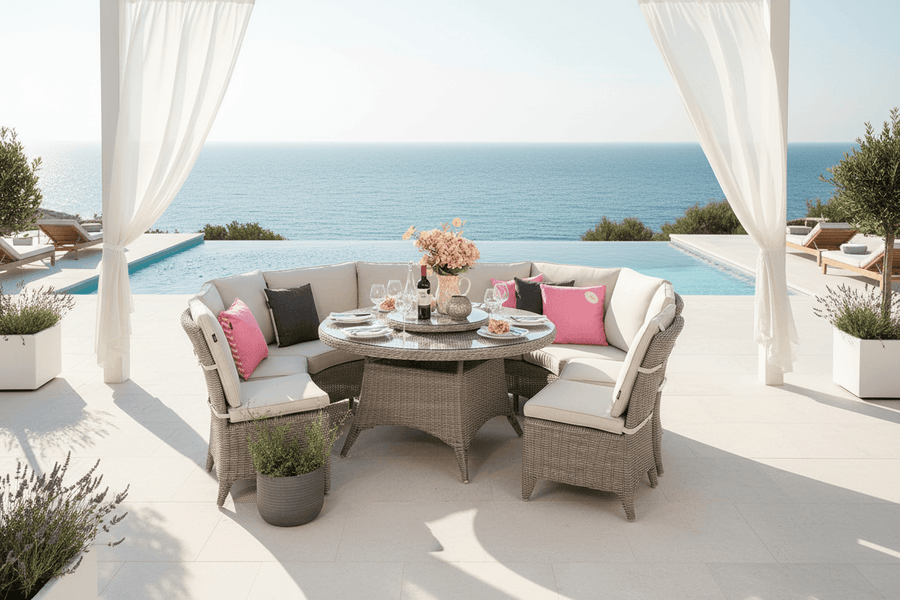 Large Circular Dining Set with Sofas
