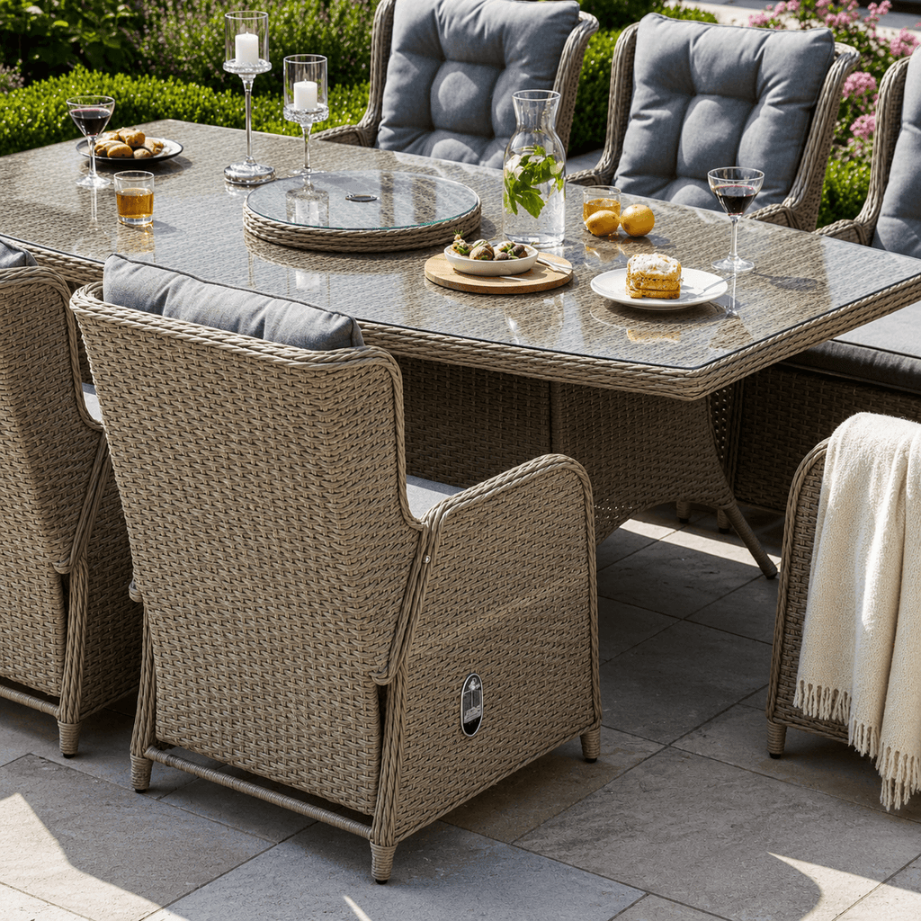 Trueas 8 Chair Reclining Wingback Dining Set