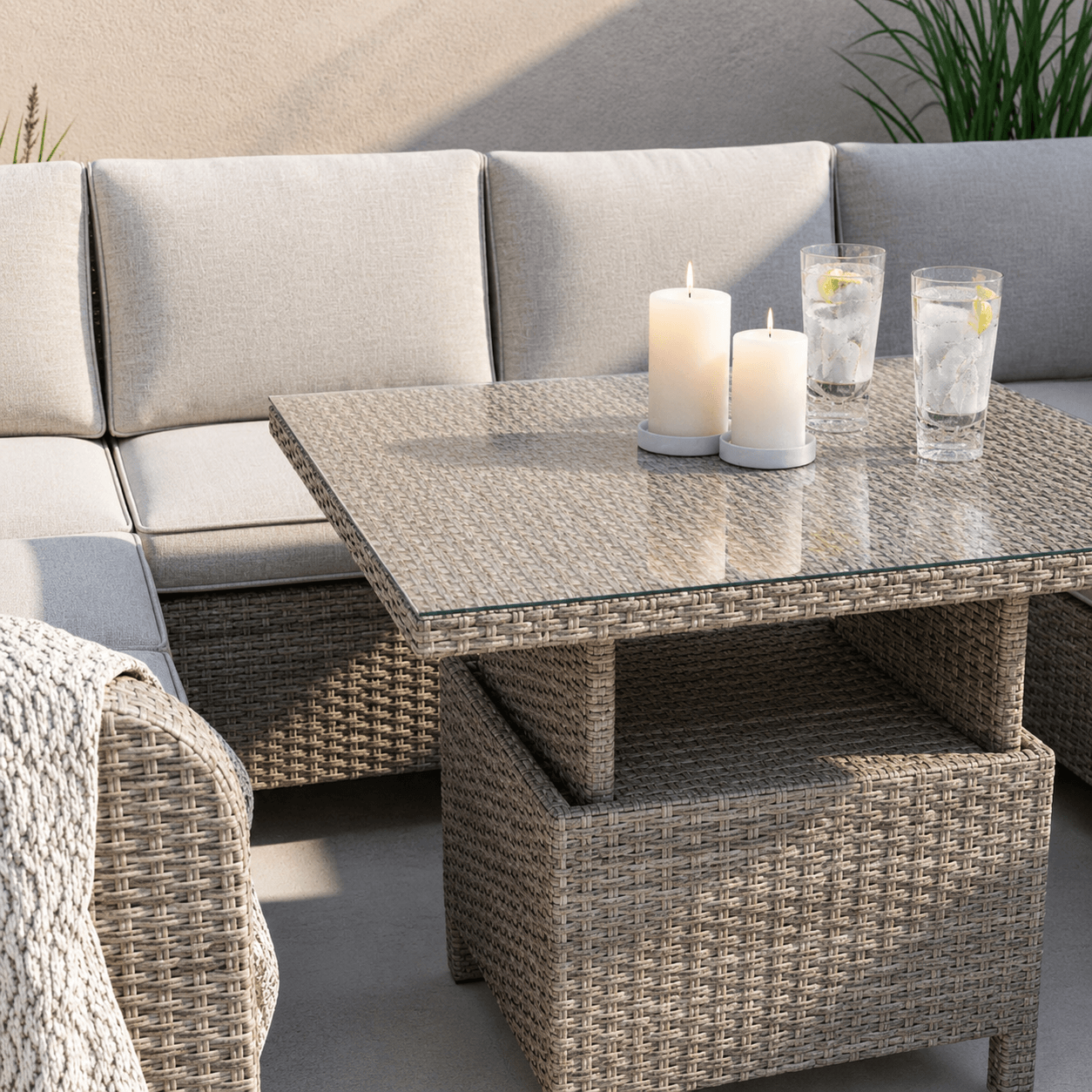 Savana U Corner Sofa Set with Height Adjustable Table