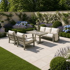 Langous 3-Seater Sofa Set with 2 Armchairs & Piston Height Adjustable Table