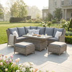 Trueas L Corner Sofa Set with 2 Stools & Height Adjustable Table