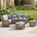 Trueas L Corner Sofa Set with 2 Stools & Height Adjustable Table