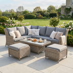 Trueas L Corner Sofa Set with 2 Stools & Height Adjustable Table
