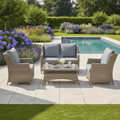 Trueas 2-Seater Wingback Sofa Set, 2 Wingback Armchairs & Coffee Table