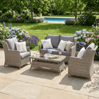 Trueas 2-Seater Wingback Sofa Set, 2 Wingback Armchairs & Coffee Table