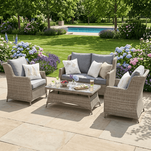 Trueas 2-Seater Wingback Sofa Set, 2 Wingback Armchairs & Coffee Table