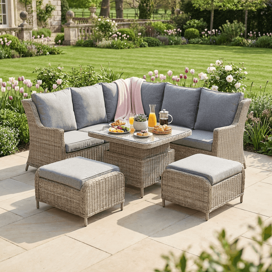 Compact Corner Set with Two Stools