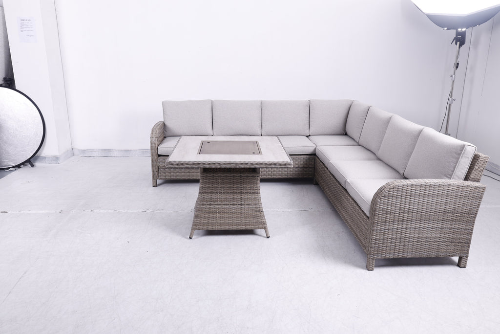 Savana Large Square Corner Sofa Set with Firepit Table