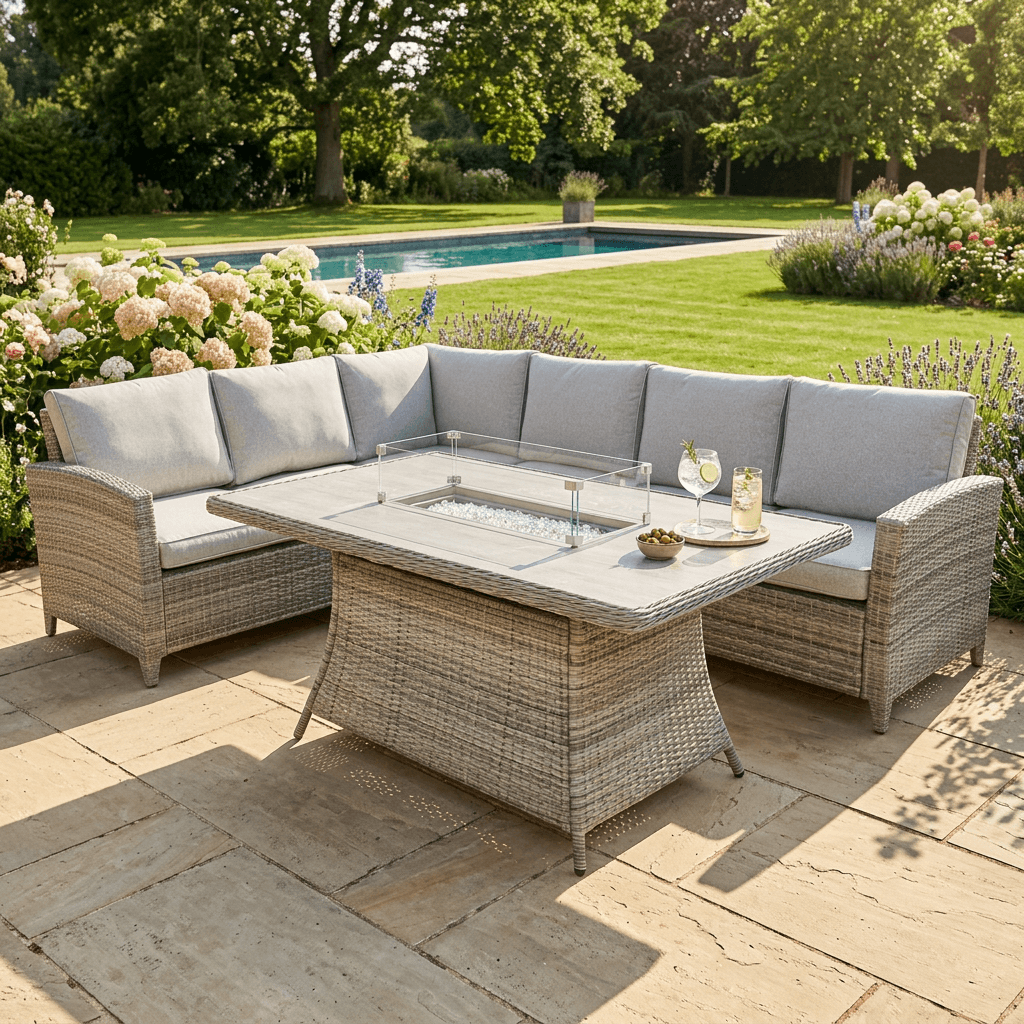 Balancia L Corner Sofa Set with Firepit Table