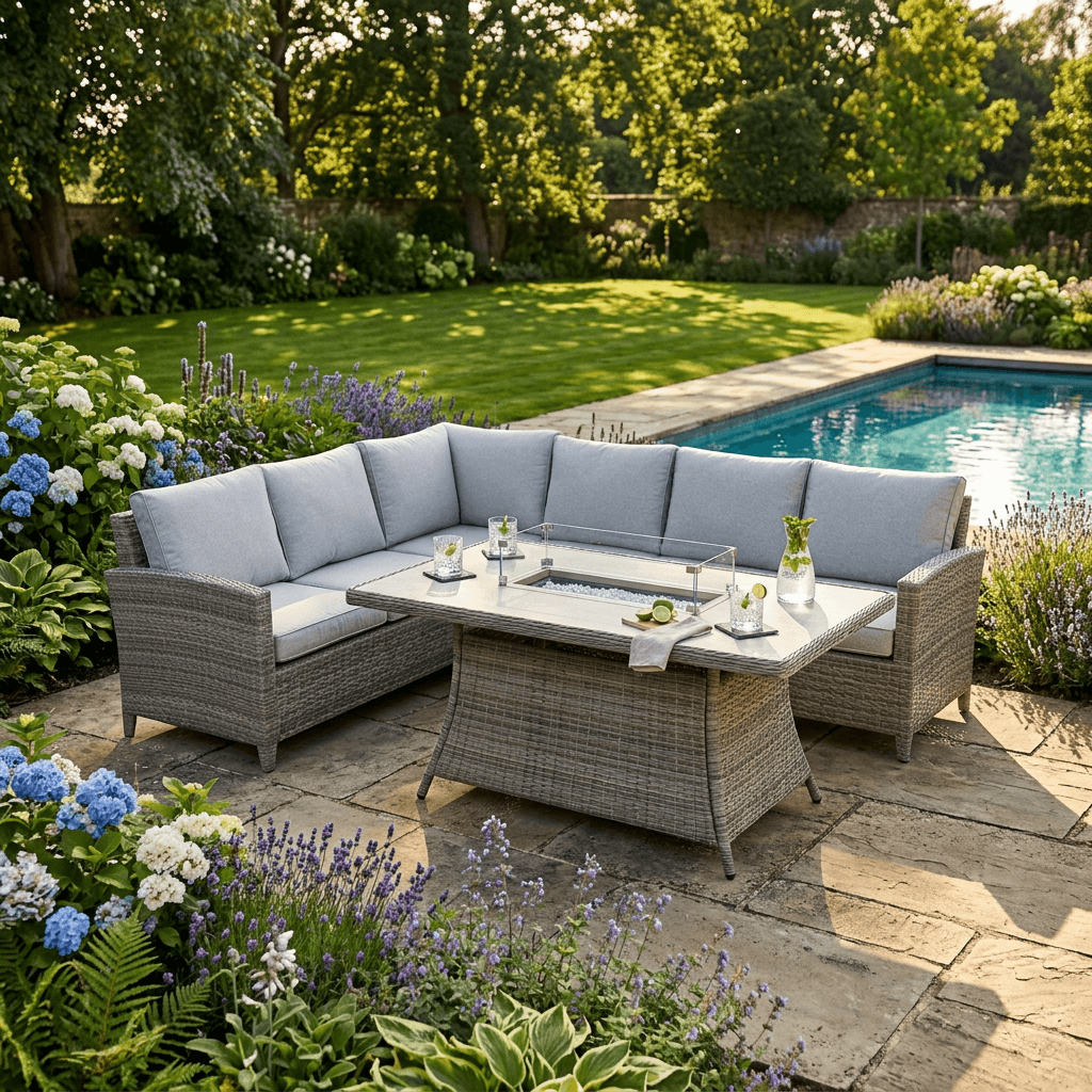Balancia L Corner Sofa Set with Firepit Table