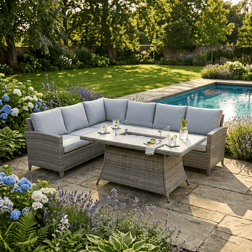 Balancia L Corner Sofa Set with Firepit Table