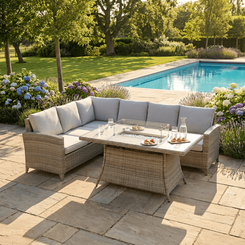 Balancia L Corner Sofa Set with Firepit Table