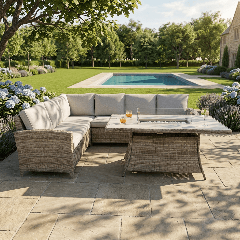 Balancia L Corner Sofa Set with Firepit Table